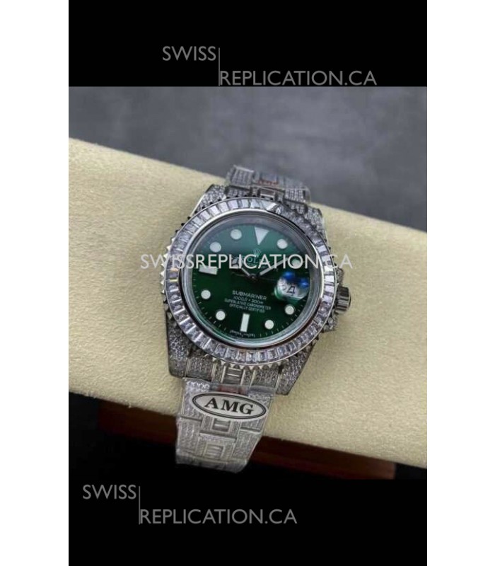 Rolex Submariner 116610 Iced Out Edition 19 Green Dial Swiss Replica Watch 