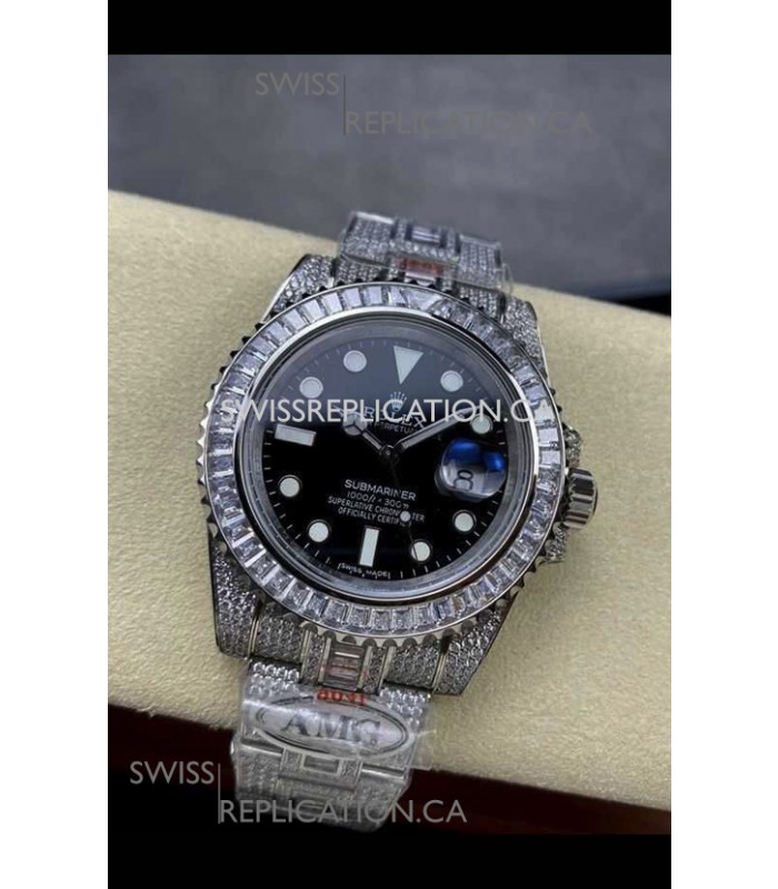 Rolex Submariner 116610 Iced Out Edition 18 Black Dial Swiss Replica Watch 