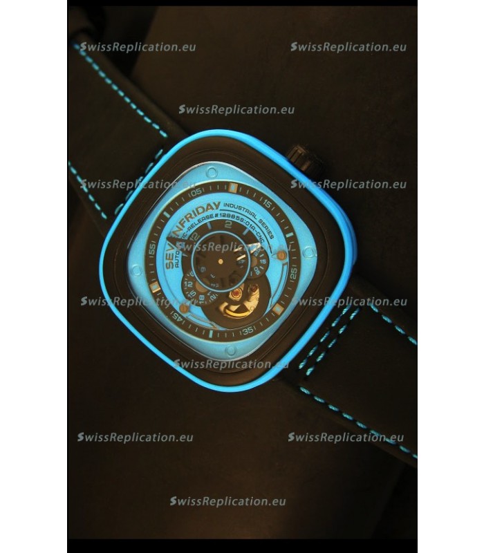 SevenFriday P-32 Black and Blue with Original Miyota 82S7 Movement - 1:1 Mirror Quality