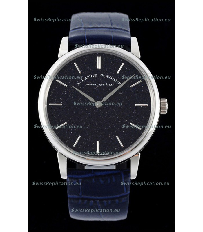 A.Lange & Sohne Saxonia Thin Swiss Replica Watch Steel Case Blue Dial