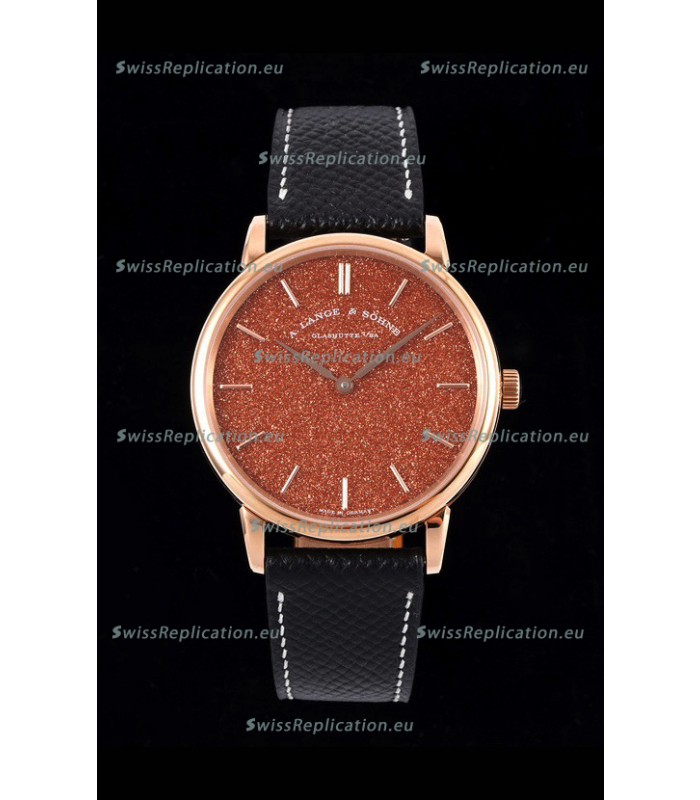 A.Lange & Sohne Saxonia Thin Swiss Replica Watch Rose Gold Case Starry Dial
