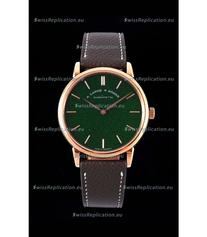 A.Lange & Sohne Saxonia Thin Swiss Replica Watch Rose Gold Case Green Starry Dial