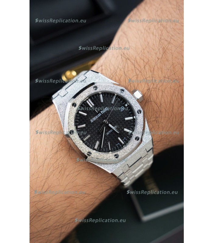 Audemars Piguet Super Clone 15454BC Royal Oak Frosted 37MM Watch in Black Dial