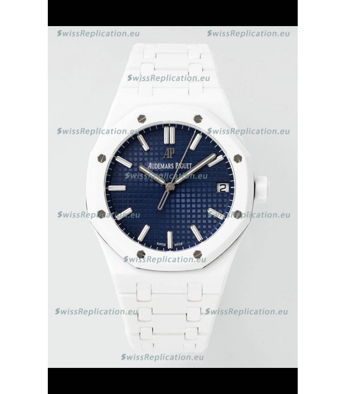 Audemars Piguet Royal Oak 15500 White Ceramic Super Clone Blue Dial Watch 