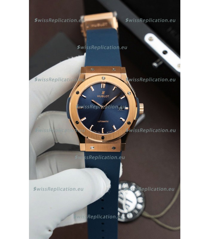 Hublot Super Clone Classic Fusion Titanium Rose Gold Blue Dial 42MM Watch