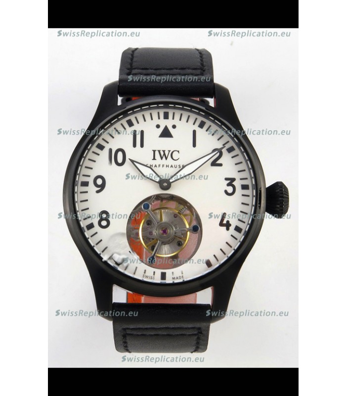 IWC Super Clone Portugese Hand-Wound Genuine Tourbillon White Dial PVD Casing Watch