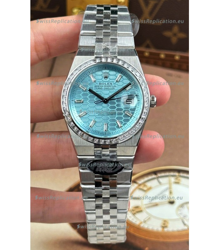 Rolex Land-Dweller 127336 Ice Blue Honeycomb 40MM Swiss Replica Watch 