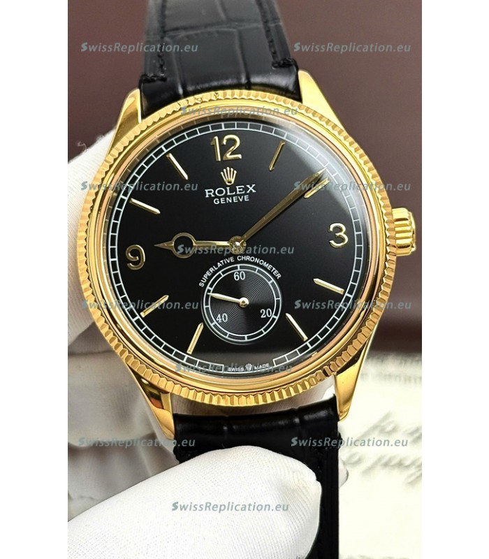 Rolex 1908 Perpetual Swiss Movement Replica Watch in Rose Gold Casing Black Dial