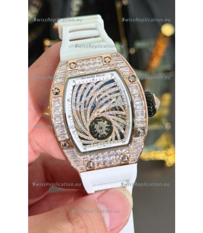 Richard Mille RM51-02 Rose Gold Casing Watch in Mossanites Automatic Movement