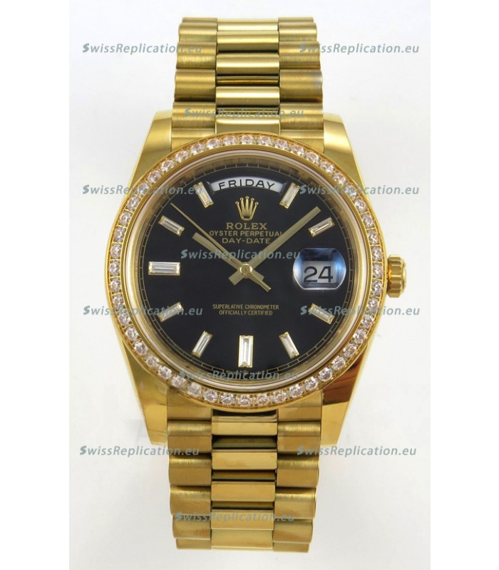 Rolex Day Date Super Clone Black Dial 40MM 220 Grams Swiss Replica watch 