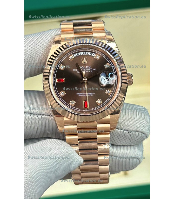 Rolex Day Date Presidential 18K Rose Gold Watch 40MM - Brown Dial 1:1 Mirror Quality