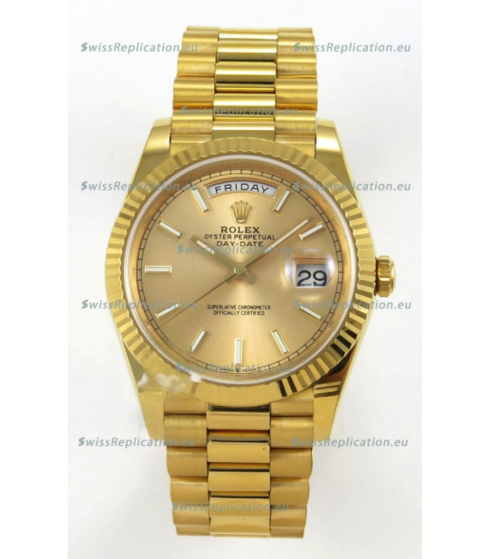 Rolex Day Date Super Clone Gold Dial 40MM 220 Grams Swiss Replica watch 