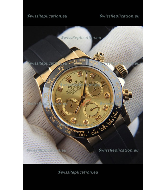 Rolex Daytona Japanese Movement Gold Casing Replica Watch in Gold Dial 