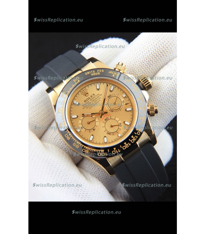 Rolex Daytona Japanese Movement Gold Casing Replica Watch in Gold Dial 