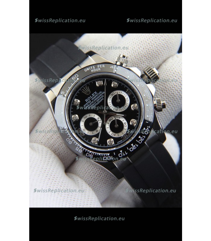 Rolex Daytona Japanese Movement Steel Casing Replica Watch in Black Dial