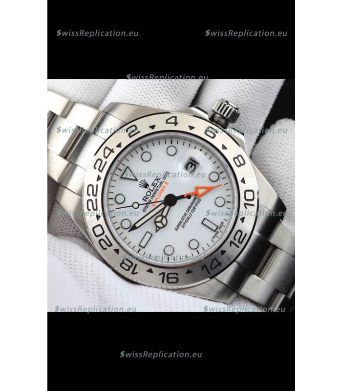 Rolex Explorer II Japanese Movement Replica Watch in Steel Casing White Dial