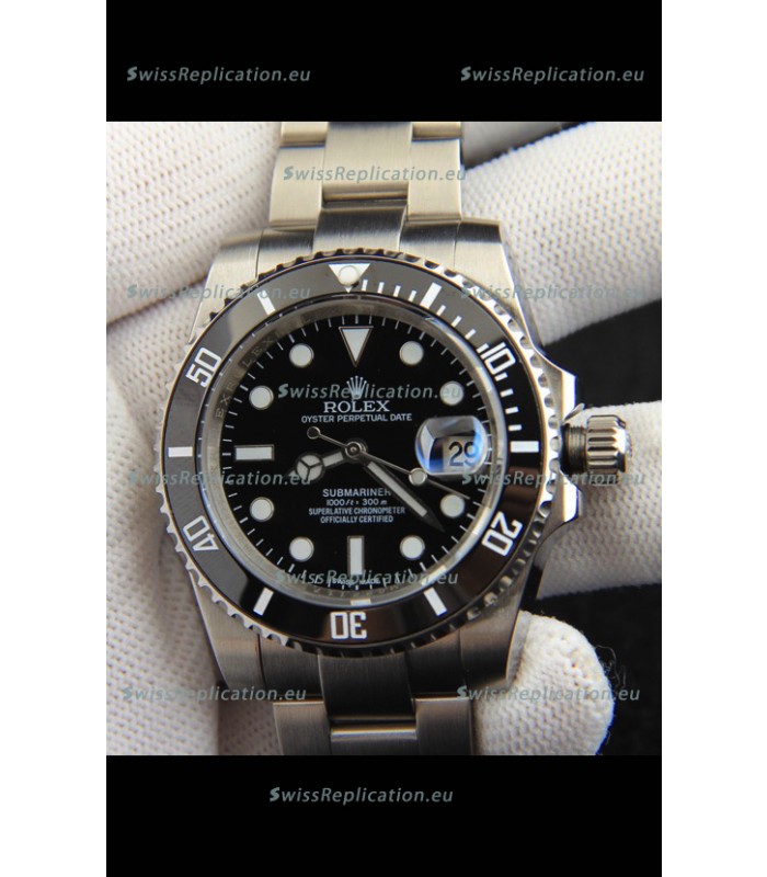 Rolex Submariner Japanese Replica Watch 904L Steel - Ceramic Bezel in Black