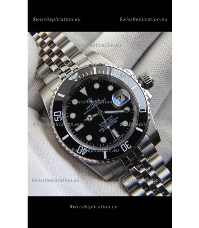 Rolex Submariner Japanese Replica Watch 904L Steel - Ceramic Bezel in Black