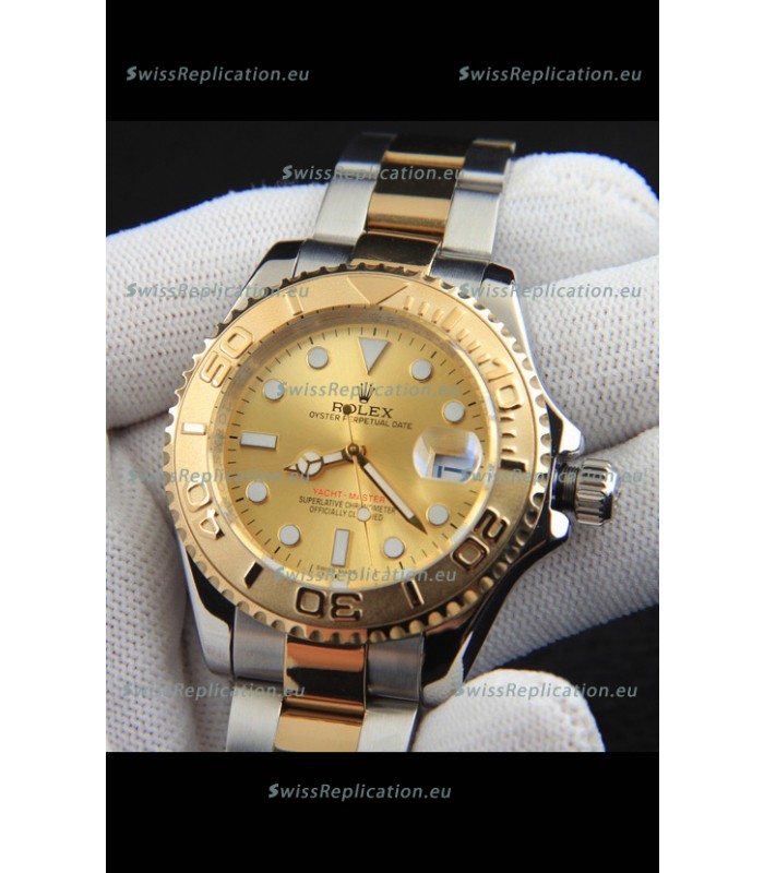 Rolex Yachtmaster Japanese Movement Watch in Two Tone Gold Casing - Gold dial 37MM