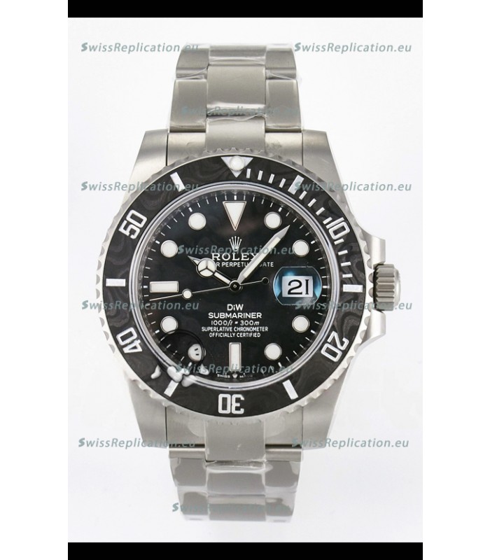 Rolex Submariner DiW Sandblasted Steel Casing Carbon Fiber Bezel Watch Black Dial