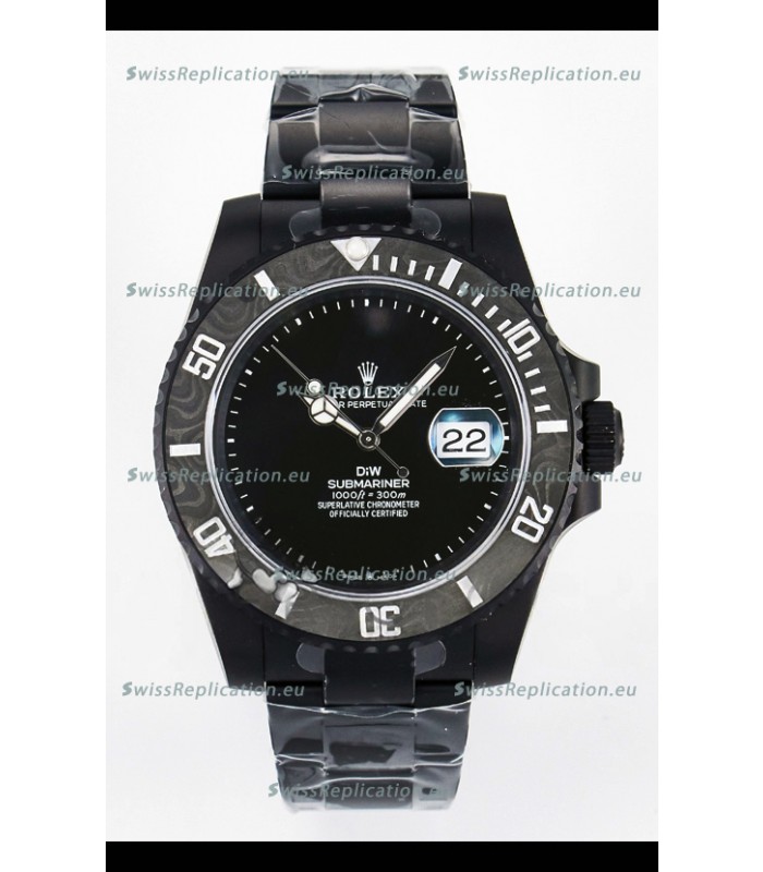 Rolex Submariner DiW DLC Coated Steel Casing Carbon Fiber Bezel Watch