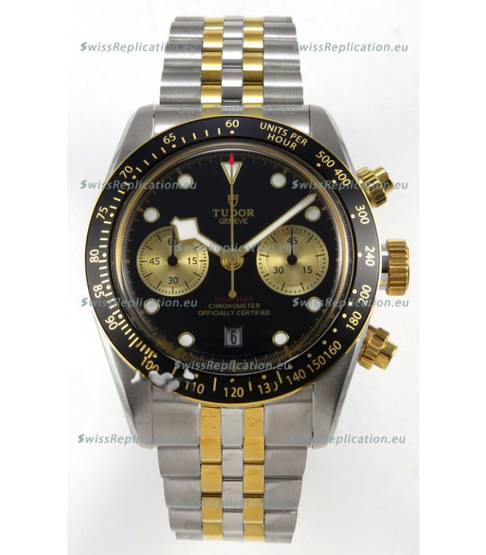 Tudor Super Clone Black Bay Chronograph Two Tone Watch in Black Dial