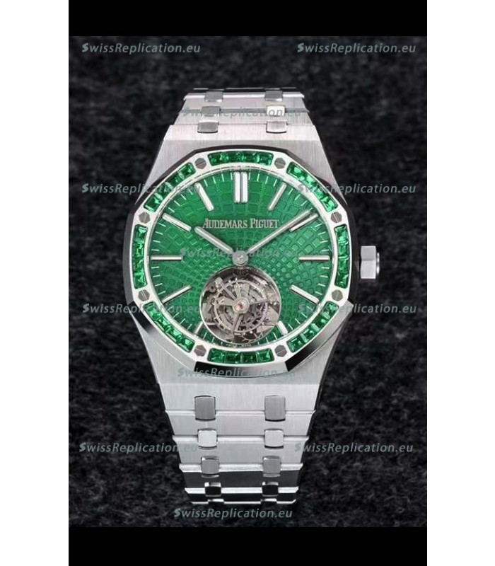 Audemars Piguet Royal Oak Flying Tourbillon 41mm Green Dial in 904L Casing - Green Tapisserie Dial