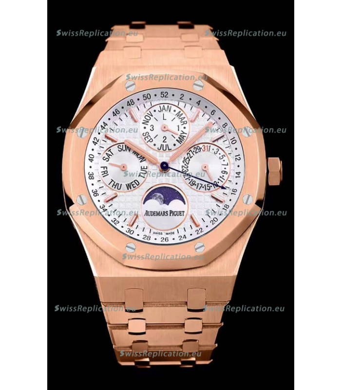 Audemars Piguet Royal Oak Perpetual Calendar Swiss Replica 904L Steel in Rose Gold Casing