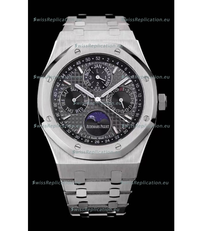Audemars Piguet Royal Oak Perpetual Calendar Swiss Replica Steel Casing Watch in Grey Dial