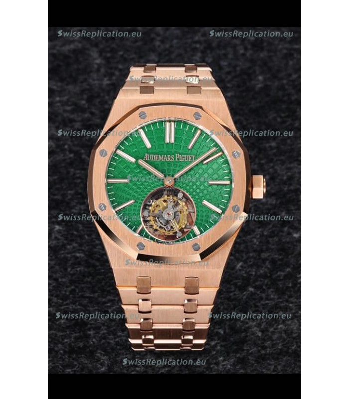 Audemars Piguet Royal Oak Flying Tourbillon 41mm in 904L Rose Gold with Green Dial
