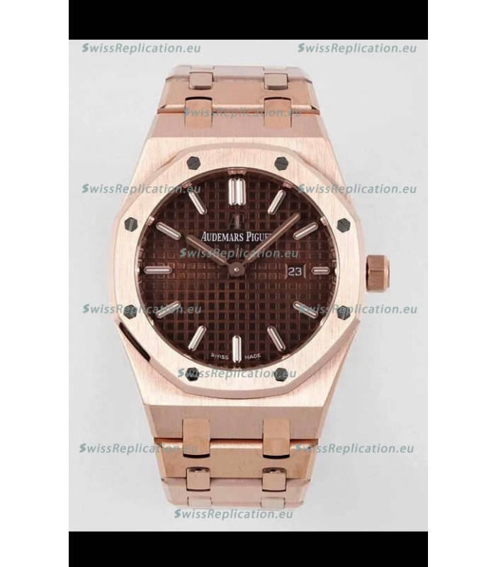 Audemars Piguet Royal Oak 33MM Rose Gold Brown Dial 1:1 Mirror Replica Watch