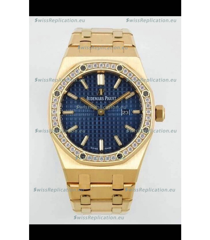 Audemars Piguet Royal Oak 33MM Yellow Gold Blue Dial 1:1 Mirror Replica Watch