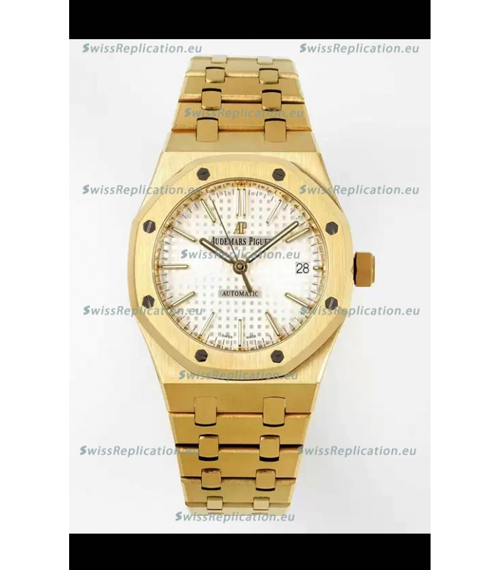 Audemars Piguet Royal Oak 37MM White Dial Yellow Gold Watch in 3120 Movement - 1:1 Mirror Replica