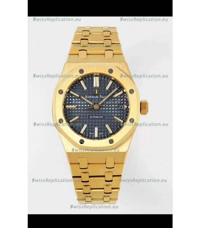 Audemars Piguet Royal Oak 37MM Blue Dial Yellow Gold Watch in 3120 Movement - 1:1 Mirror Replica