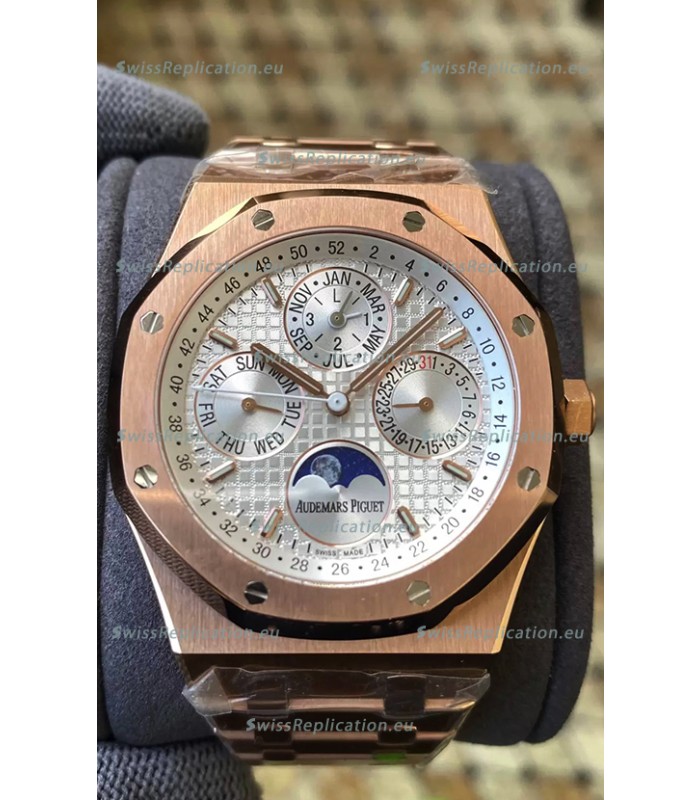 Audemars Piguet Royal Oak Perpetual Calendar Swiss Replica 904L Steel in Rose Gold Casing