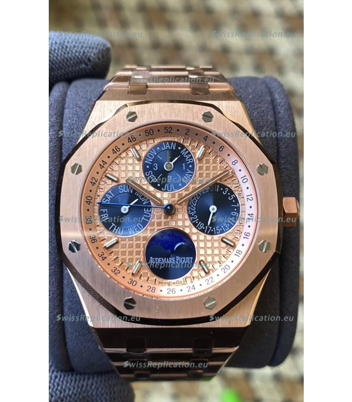 Audemars Piguet Royal Oak Perpetual Calendar Swiss Replica 904L Steel in Rose Gold Casing