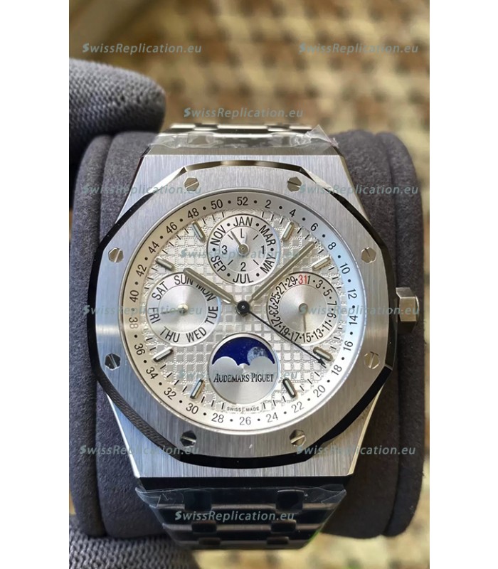 Audemars Piguet Royal Oak Perpetual Calendar Swiss Replica 904L Steel in Steel White Dial 
