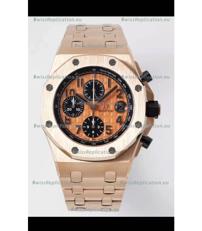 Audemars Piguet Royal Oak Offshore Champange Dial Chronograph 1:1 Mirror Replica Watch - Rose Gold 