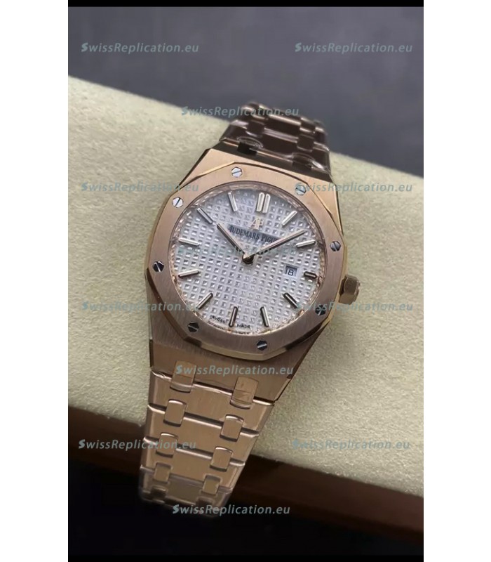 Audemars Piguet Royal Oak 33MM 904L Rose Gold White Dial 1:1 Mirror Replica Watch