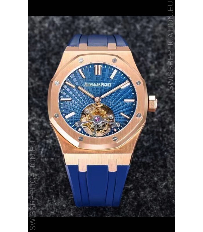 Audemars Piguet Royal Oak Tourbillon 41mm in 904L Rose Gold Case Rubber Strap 1:1 Ultimate Replica