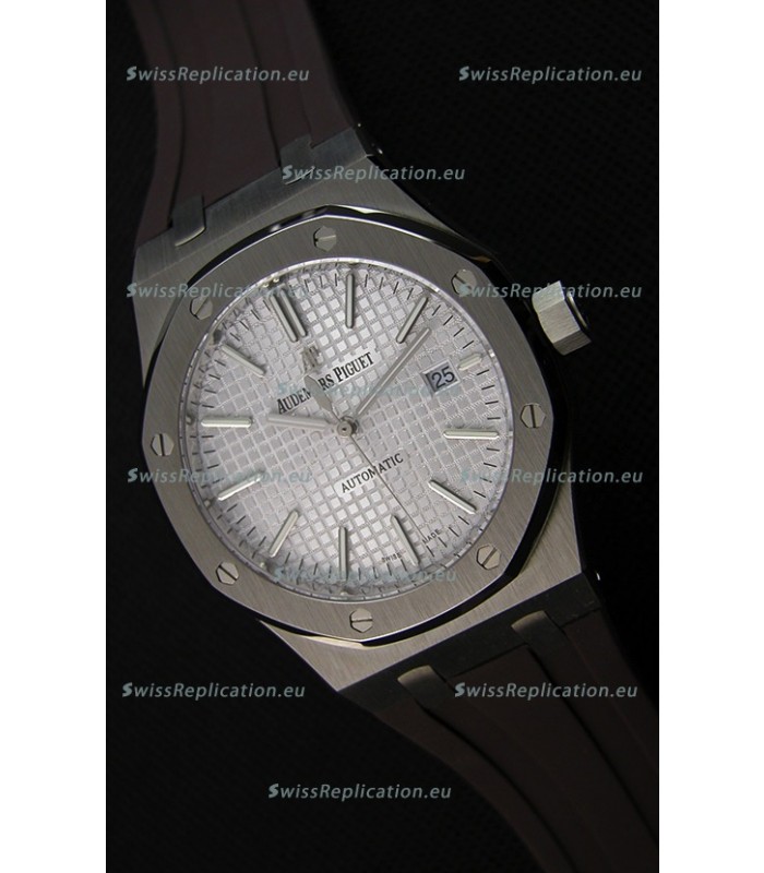 Audemars Piguet Royal Oak 41MM Silver Dial Rubber Strap - 1:1 Mirror Ultimate Edition
