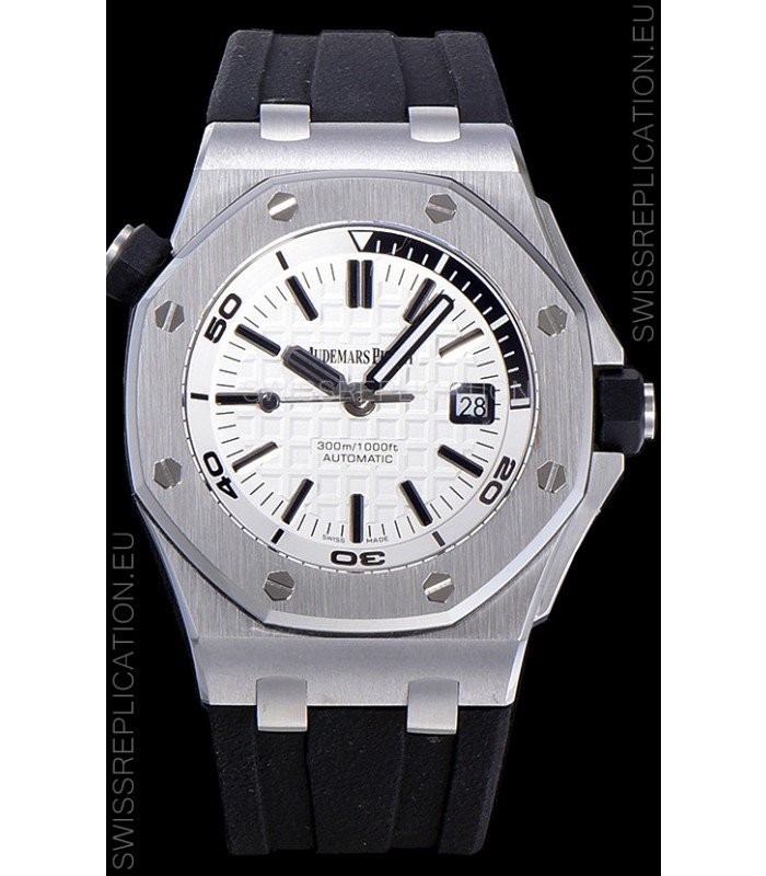 Audemars Piguet Royal Oak Diver Swiss Replica Watch White Dial 1:1 Quality 3120 Movement 904L Steel 