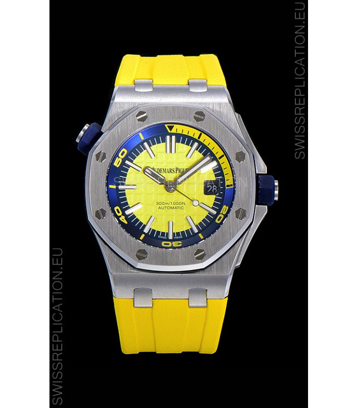 Audemars Piguet Royal Oak Diver Swiss Replica Watch Yellow Dial 1:1 Quality 3120 Movement 904L Steel 