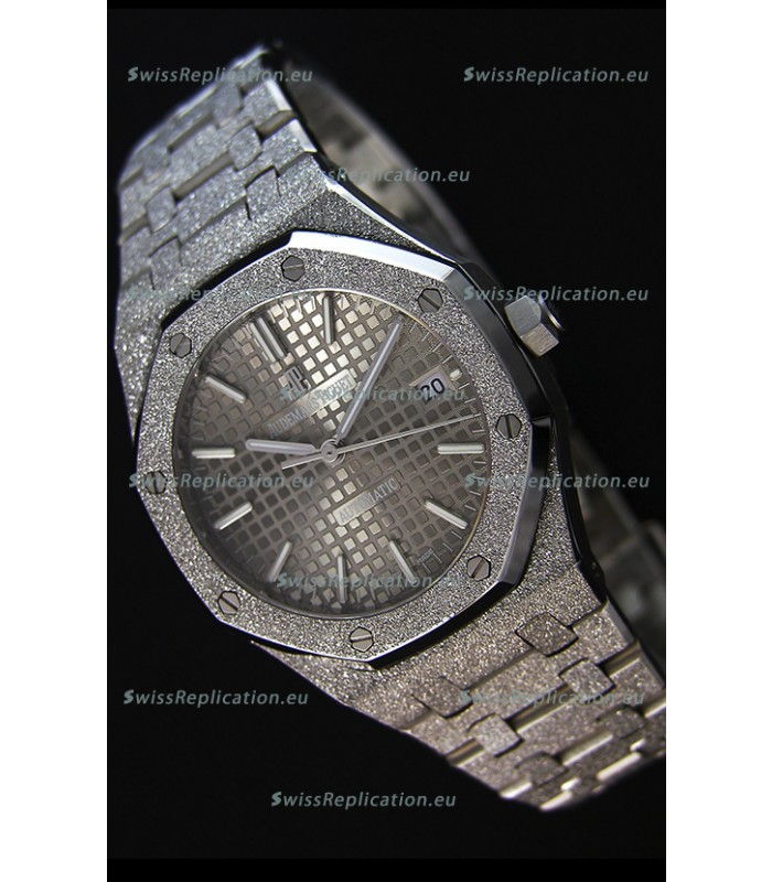 Audemars Piguet Royal Oak Frosted Self-Winding White Gold Grey Dial 1:1 Mirror Replica Watch 