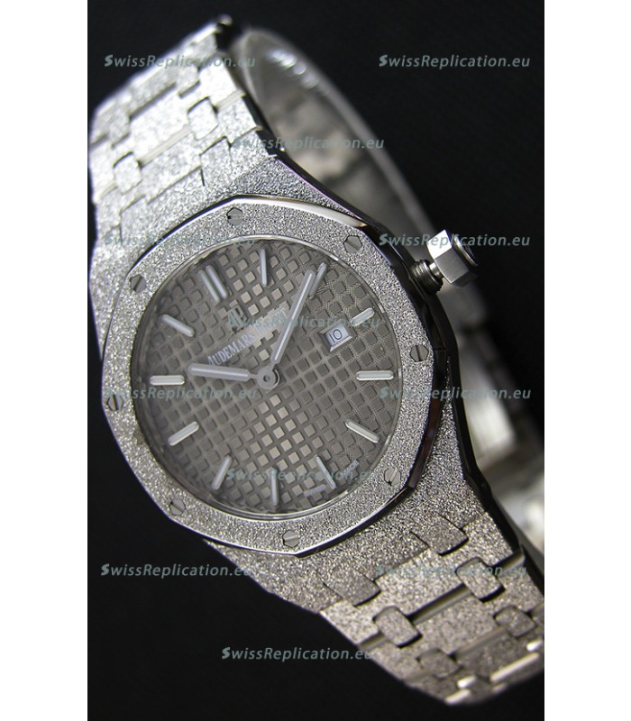 Audemars Piguet Royal Oak Frosted White Gold QUARTZ Watch 33MM Grey Dial - 1:1 Mirror Replica 