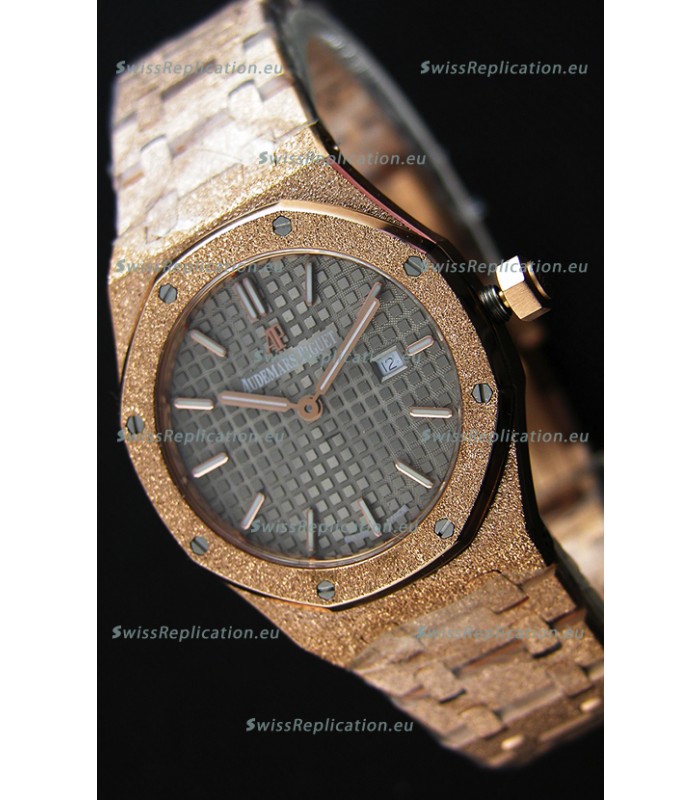 Audemars Piguet Royal Oak Frosted Rose Gold QUARTZ Watch Grey Dial 33MM - 1:1 Mirror Replica 