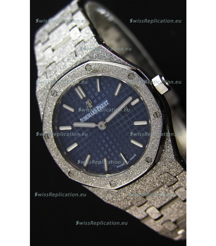 Audemars Piguet Royal Oak Frosted White Gold QUARTZ Watch Navy Blue 33MM - 1:1 Mirror Replica 