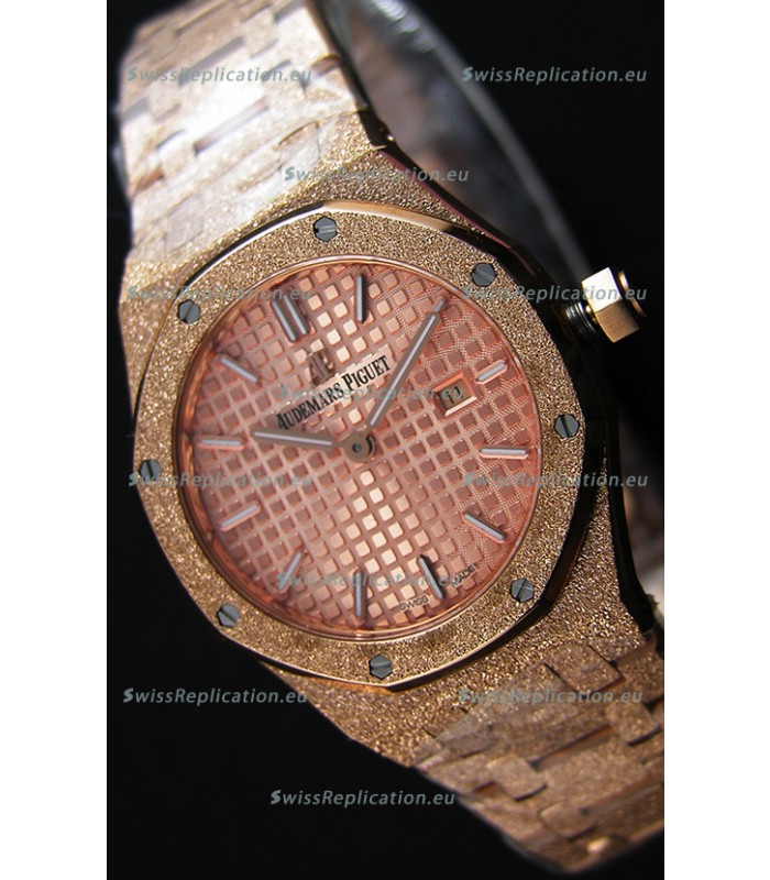 Audemars Piguet Royal Oak Frosted Rose Gold QUARTZ Watch Champange Dial 33MM - 1:1 Mirror Replica 