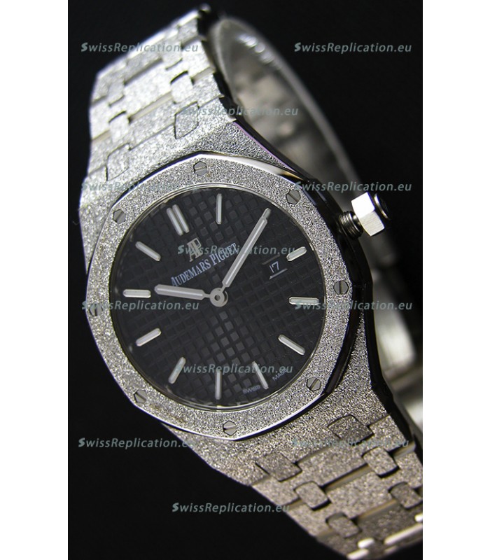 Audemars Piguet Royal Oak Frosted White Gold QUARTZ Watch Black Dial 33MM - 1:1 Mirror Replica 