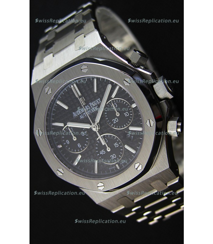 Audemars Piguet Royal Oak Chronograph Black Dial Steel Strap Swiss Replica Watch 
